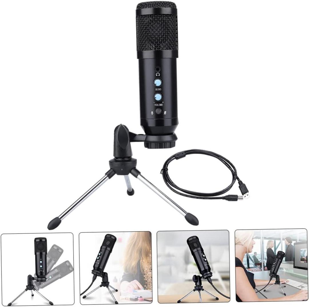 KNUP KPM0023 Condenser USB Microphone – Plug & Play PC Mic with Shock Mount