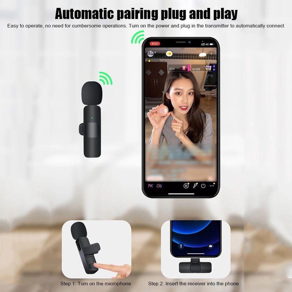 K9 Wireless Vlogging Mic Black Dual Noise Reduction